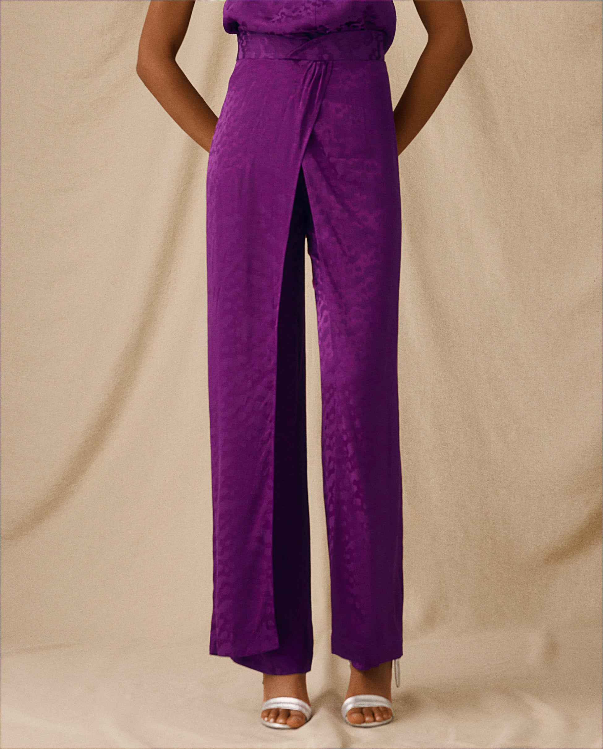 【HI FI FNK】(W) Rose Jacquard Pants PINK x LoveShackFancy Wide-Leg Sweatpants