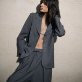 GIOVANA | Dark Grey Wool-Blend Structured Blazer