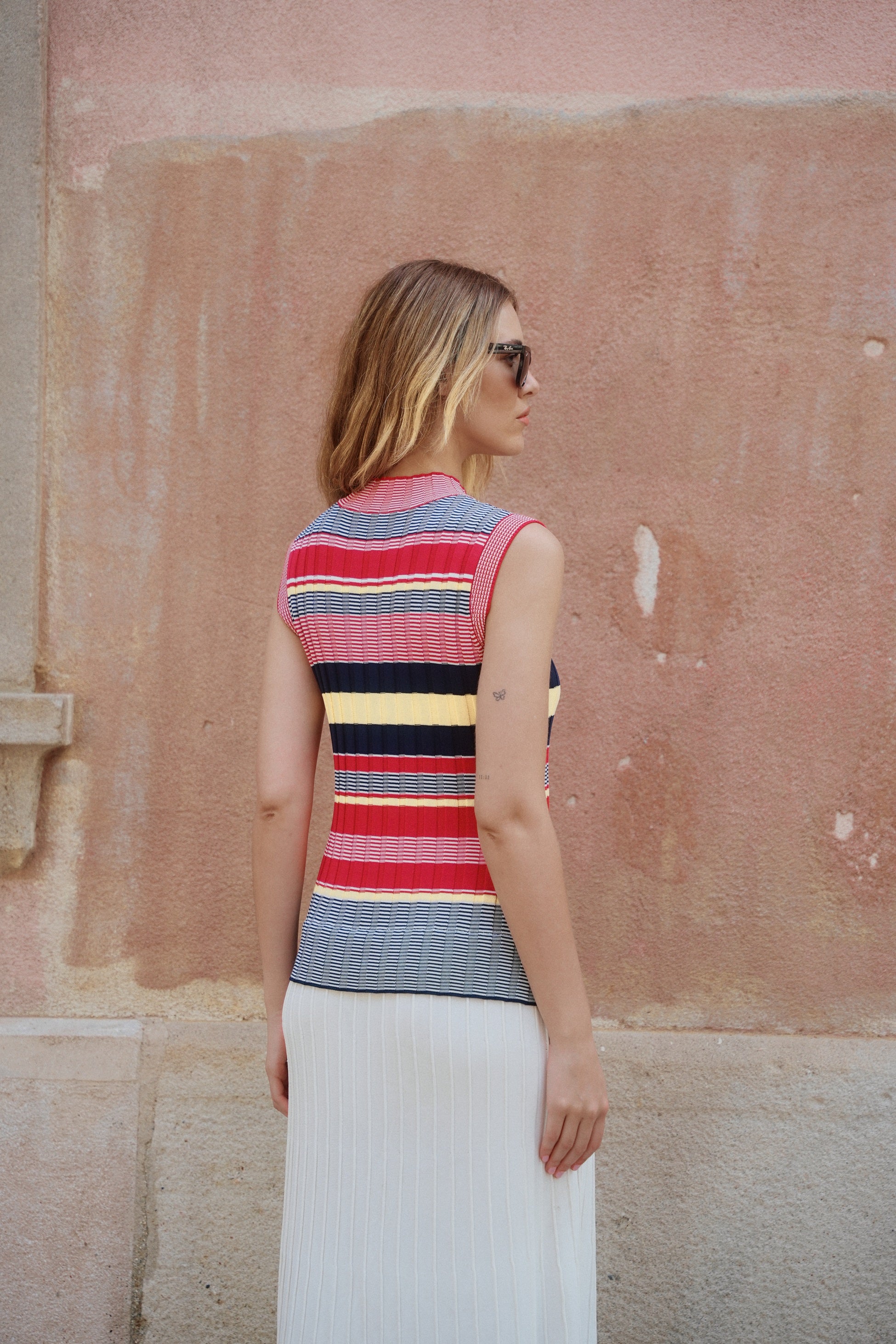 UDUKU | Multicolor Pleated Knit Midi Dress