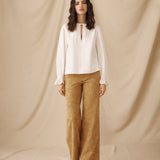 BRUNELLA | White Embroidered Cotton Blouse