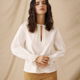 BRUNELLA | White Embroidered Cotton Blouse