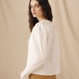 BRUNELLA | White Embroidered Cotton Blouse