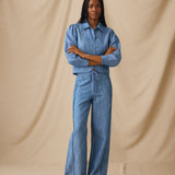 ANIKA | Light Blue Cotton-Linen Trouser