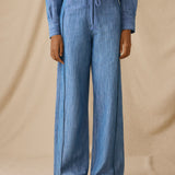 ANIKA | Light Blue Cotton-Linen Trouser