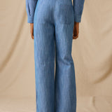 ANIKA | Light Blue Cotton-Linen Trouser