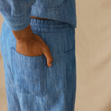 ANIKA | Light Blue Cotton-Linen Trouser