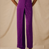 ELAINE | Magenta Jacquard Wide-Leg Trousers