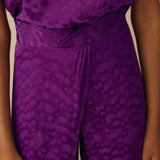 ELAINE | Magenta Jacquard Wide-Leg Trousers