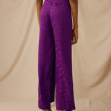ELAINE | Magenta Jacquard Wide-Leg Trousers