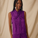 ELAINE | Magenta Jacquard Draped Top