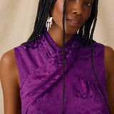 ELAINE | Magenta Jacquard Draped Top