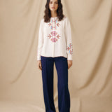 LINA | Ecru Embroidered Blouse
