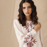 LINA | Ecru Embroidered Blouse