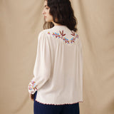 LINA | Ecru Embroidered Blouse
