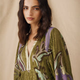 CORIANDER | Olive & Lilac Floral Printed Blouse