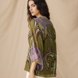 CORIANDER | Olive & Lilac Floral Printed Blouse