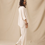 TIRSO | Light Cream Draped Blouse
