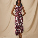 CAROLINA | Crimson Brushstroke Draped Dress