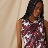 CAROLINA | Crimson Brushstroke Draped Dress