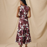 CAROLINA | Crimson Brushstroke Draped Dress