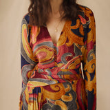 FLAVIE | Golden Short Paisley Print Dress