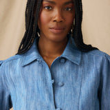 ANIKA | Light Blue Cotton-Linen Jacket