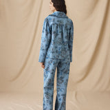 CONNIE | Blue Floral Printed Cotton Trousers