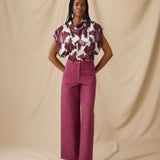 CAPUCINE | Magenta Cotton Wide-Leg Trousers