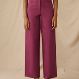 CAPUCINE | Magenta Cotton Wide-Leg Trousers