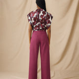 CAPUCINE | Magenta Cotton Wide-Leg Trousers