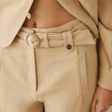 MOANA | Textured Light Camel Cotton Trousers