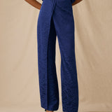 ELAINE | Indigo Jacquard Wide-Leg Trousers