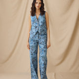CONNIE | Blue Floral Printed Cotton Vest