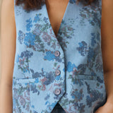 CONNIE | Blue Floral Printed Cotton Vest