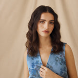 CONNIE | Blue Floral Printed Cotton Vest