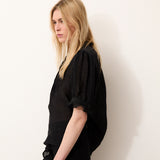 CATALINA | Black Italian Linen Blouse