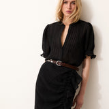 CATALINA | Black Italian Linen Blouse