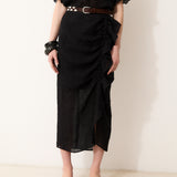 CATALINA | Black Italian Linen Skirt