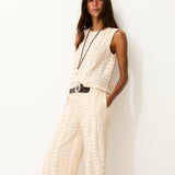 LOUISE | Ecru Cotton Top with Hand Embroidery