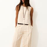 LOUISE | Ecru Cotton Top with Hand Embroidery