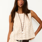 LOUISE | Ecru Cotton Top with Hand Embroidery
