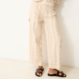 LOUISE | Ecru Cotton Trousers with Hand Embroidery
