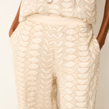 LOUISE | Ecru Cotton Trousers with Hand Embroidery