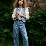 CONNIE | Blue Floral Printed Cotton Trousers