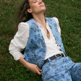 CONNIE | Blue Floral Printed Cotton Vest