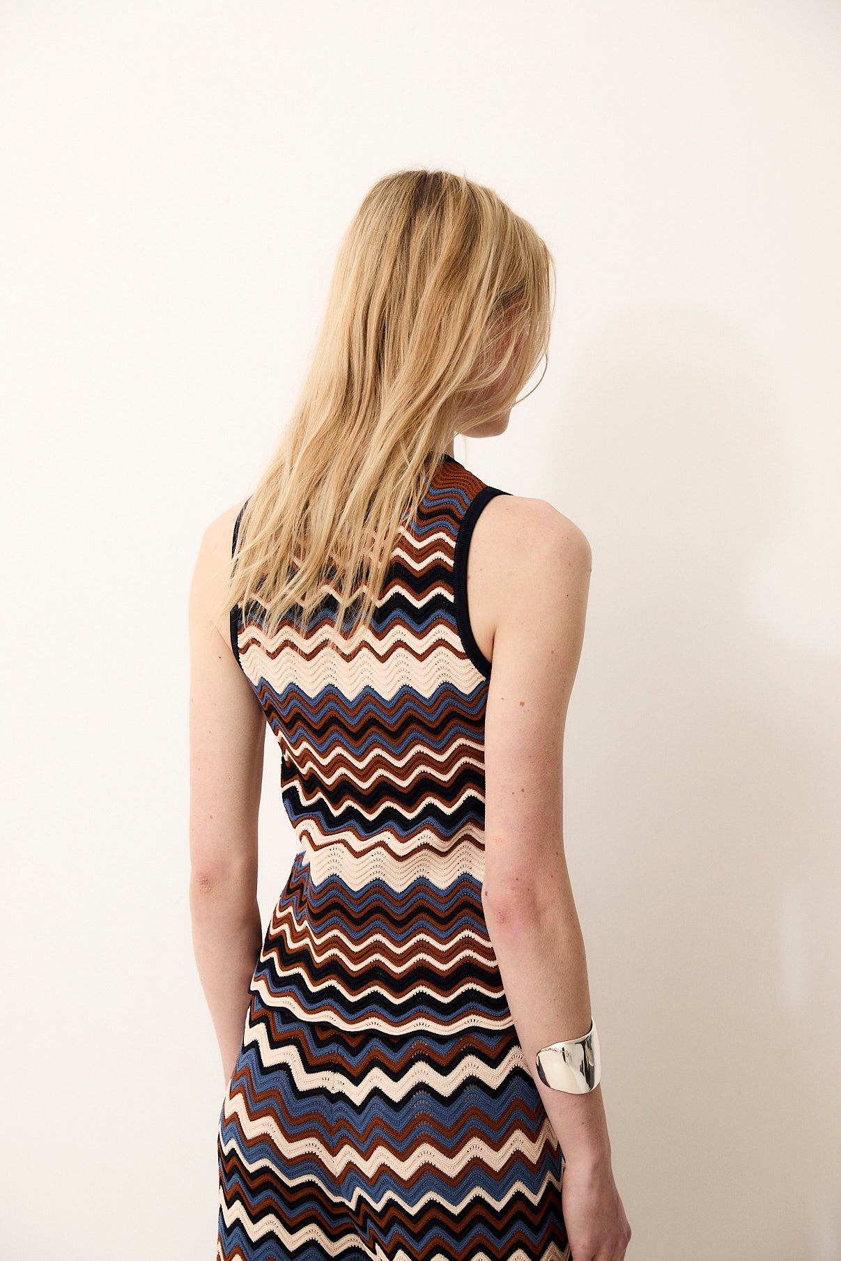 NONA | Knit Top with Multicolored Zigzag Pattern