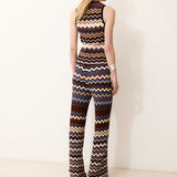NONA | Pantalón de Punto con Estampado Zigzag Multicolor