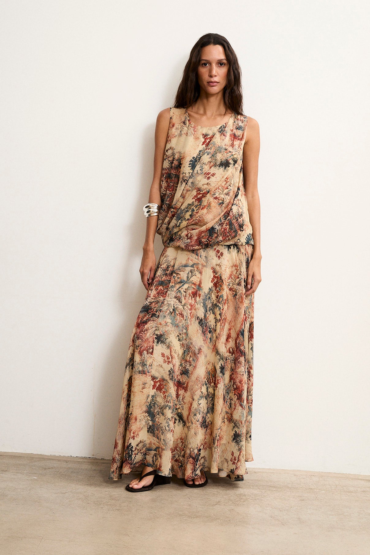 PRISCA | Top estampado drapeado