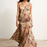 PRISCA | Top estampado drapeado