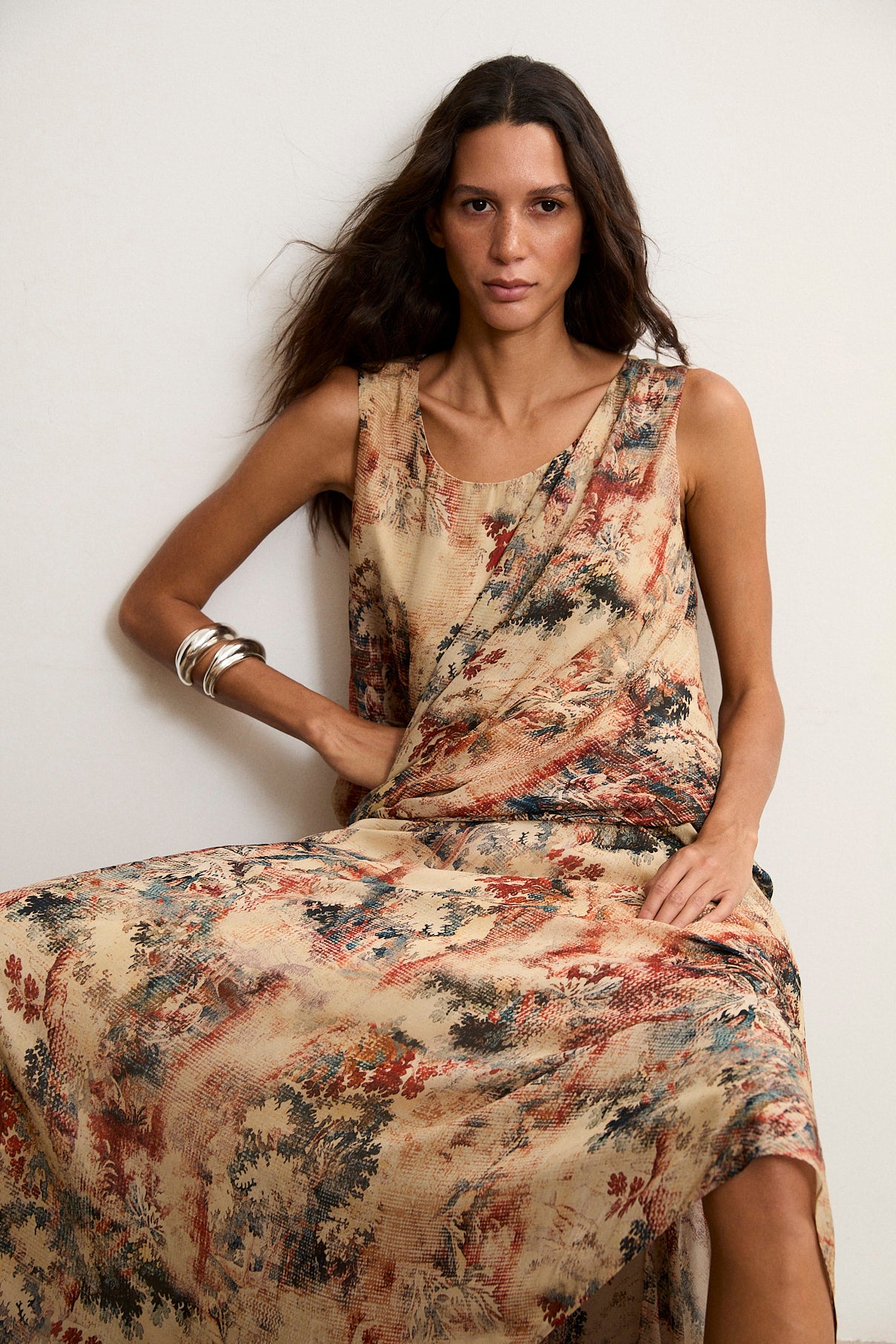 PRISCA | Top estampado drapeado